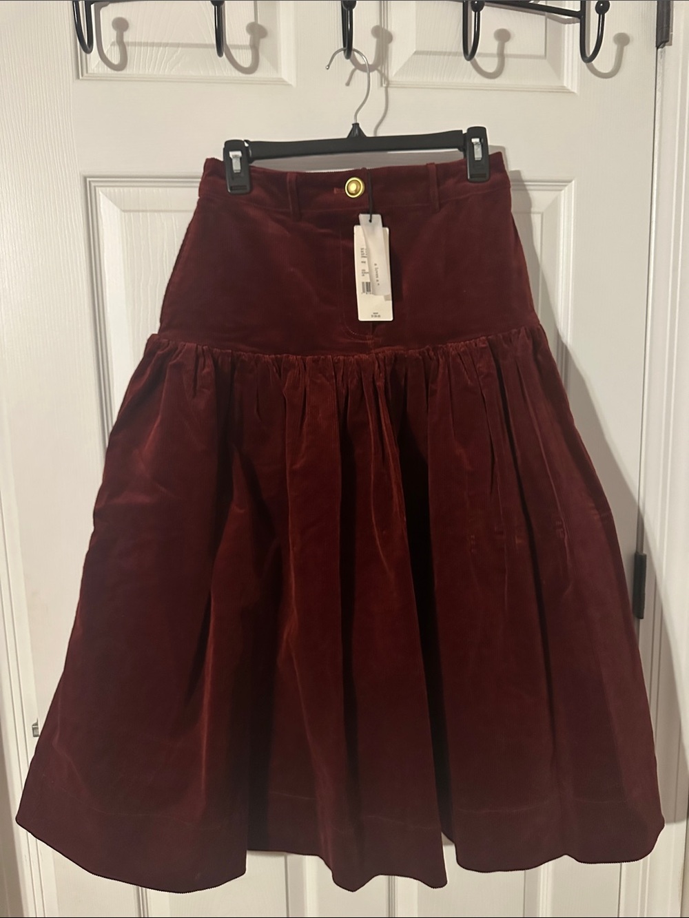 Women's Velvet Gathered A-Line Skirt - Wine